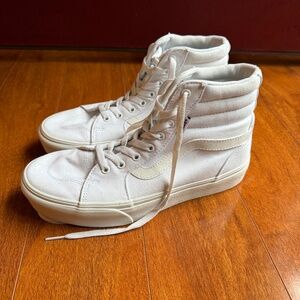 Vans SK8 High Top Skateboard Men 8.5 Women 10 White Canvas Sneakers Shoes 721356